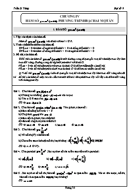 Đại số 9 - Chương IV Hàm số, phương trình bậc hai một ẩn